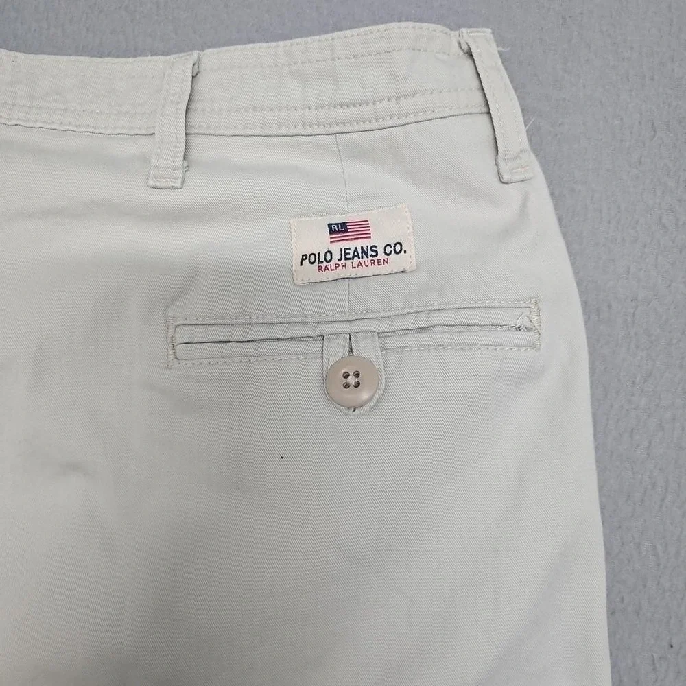 Polo Jeans Co. Ralph Lauren Men's Beige Cotton Cargo Shorts Size‎ 38 RL Flag